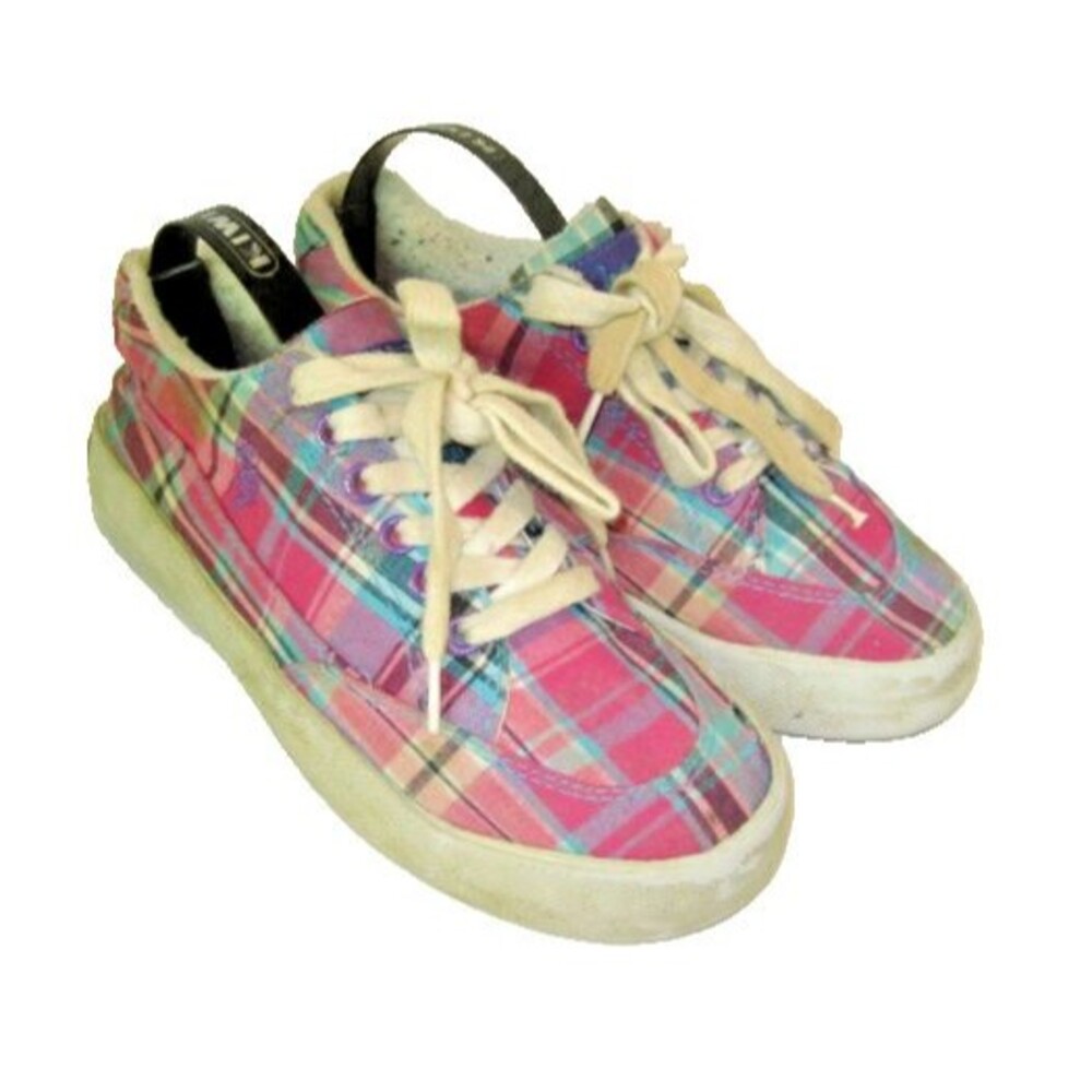 Womens US Polo Assn USPA Red Plaid Canvas Boat Shoes sz 3.5